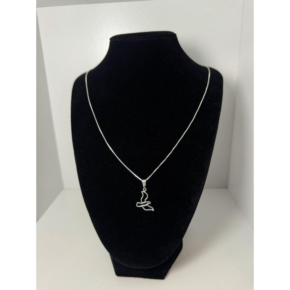 Cadena Finita Brillante Con Dije Paloma De Plata 925 - 24 Inch